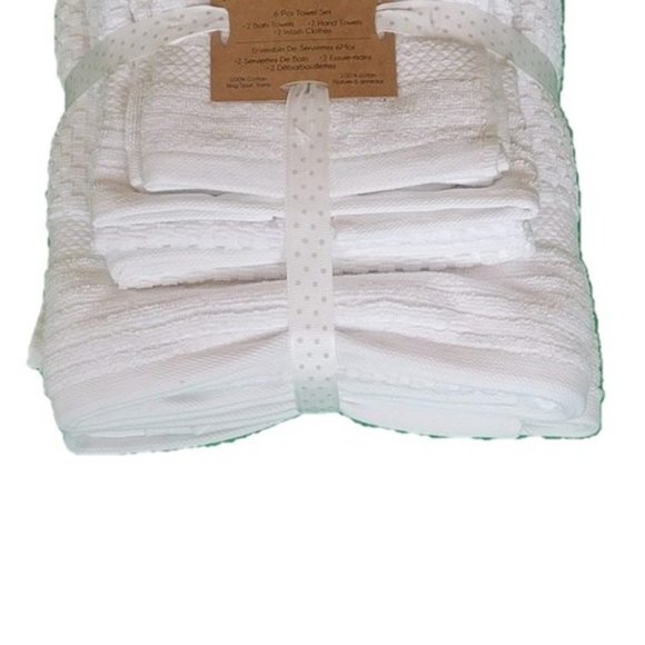 Towels 6 piece set Cotton white color - Picture 2 of 3